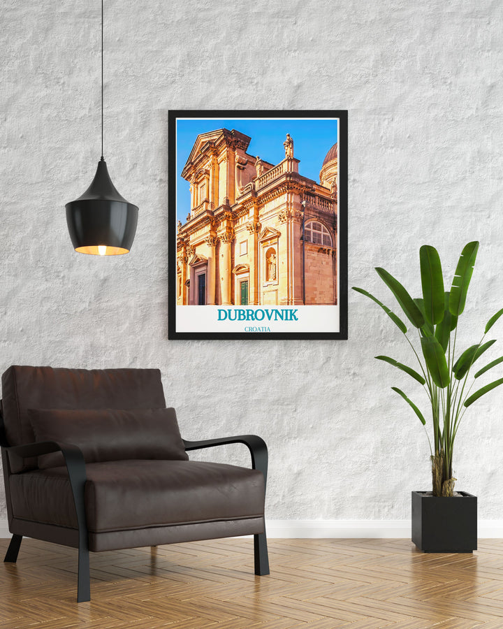 Canvas art print of Dubrovniks Cathedral, capturing the serene and historic beauty of this iconic Croatian landmark, perfect for enhancing any room.