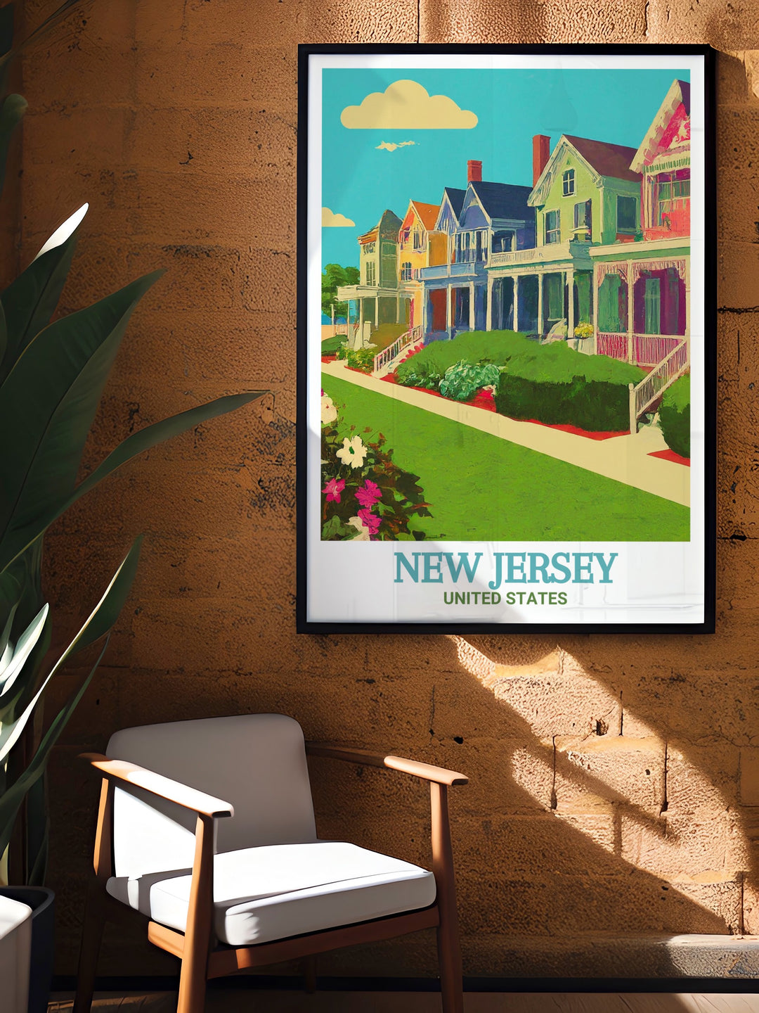 Travel print capturing the timeless charm of Cape May in New Jersey. Perfect for home decor or as a unique gift. The detailed illustration and vibrant colors highlight the beauty and historic significance of this iconic coastal landmark.