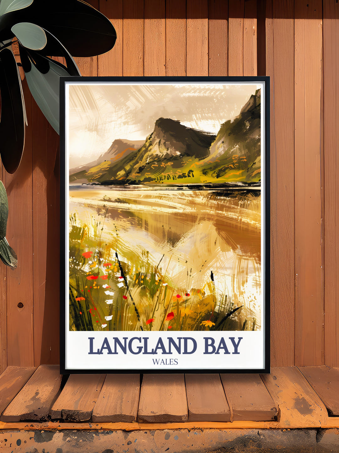 Three Cliffs Bay Travel Poster showcases the rugged cliffs and sandy shores of one of Wales most iconic bays. This artwork brings the raw beauty of the Gower Peninsula into your home, offering a striking coastal landscape.