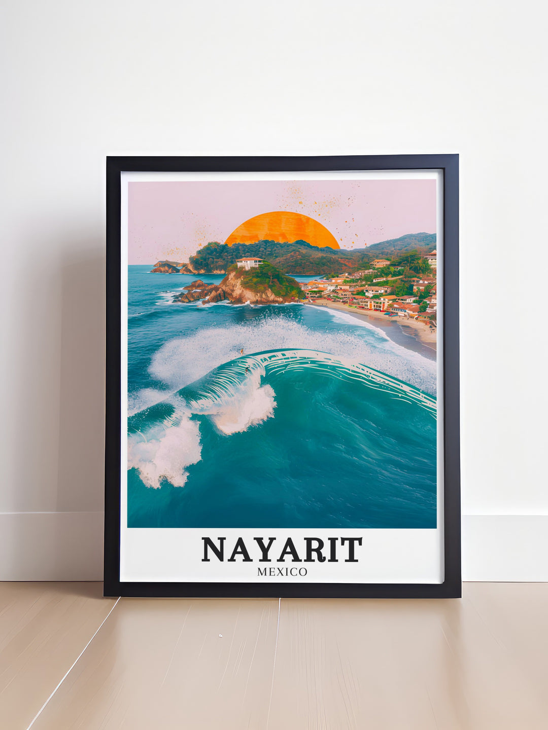 Sayulita Coastline Riviera Nayarit artwork brings the serene beauty of Mexico to your walls ideal for modern decor or as a thoughtful Nayarit art gift this poster adds a touch of elegance to any room with its captivating coastal scene