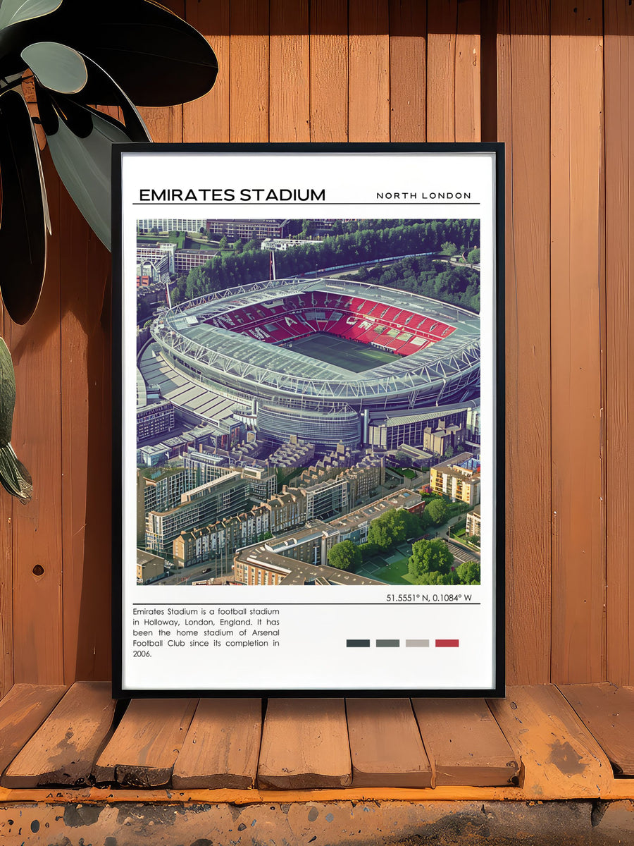 Custom wall print reflecting the grandeur of Emirates Stadium, celebrating its architectural and cultural significance.