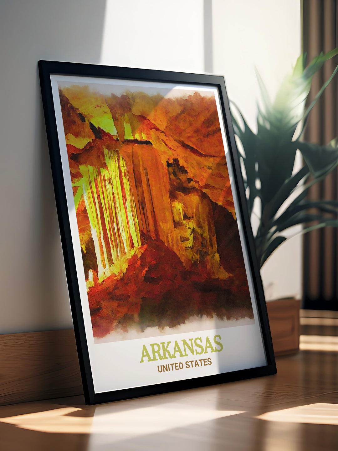 Art print of Blanchard Springs Caverns, featuring the intricate flowstones and crystalline structures found within. Perfect for nature lovers and those who appreciate geological beauty, this poster is a stunning addition to any art collection.