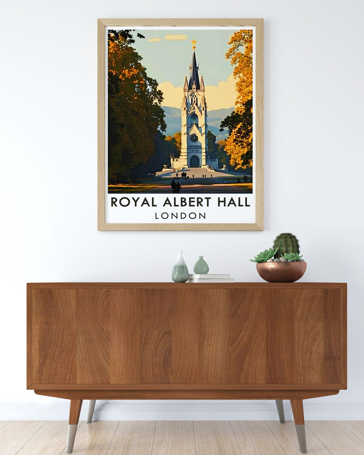 Elegant Albert Memorial framed print captures the historical significance of Kensington London and the grandeur of the Royal Albert Hall a timeless piece for art lovers