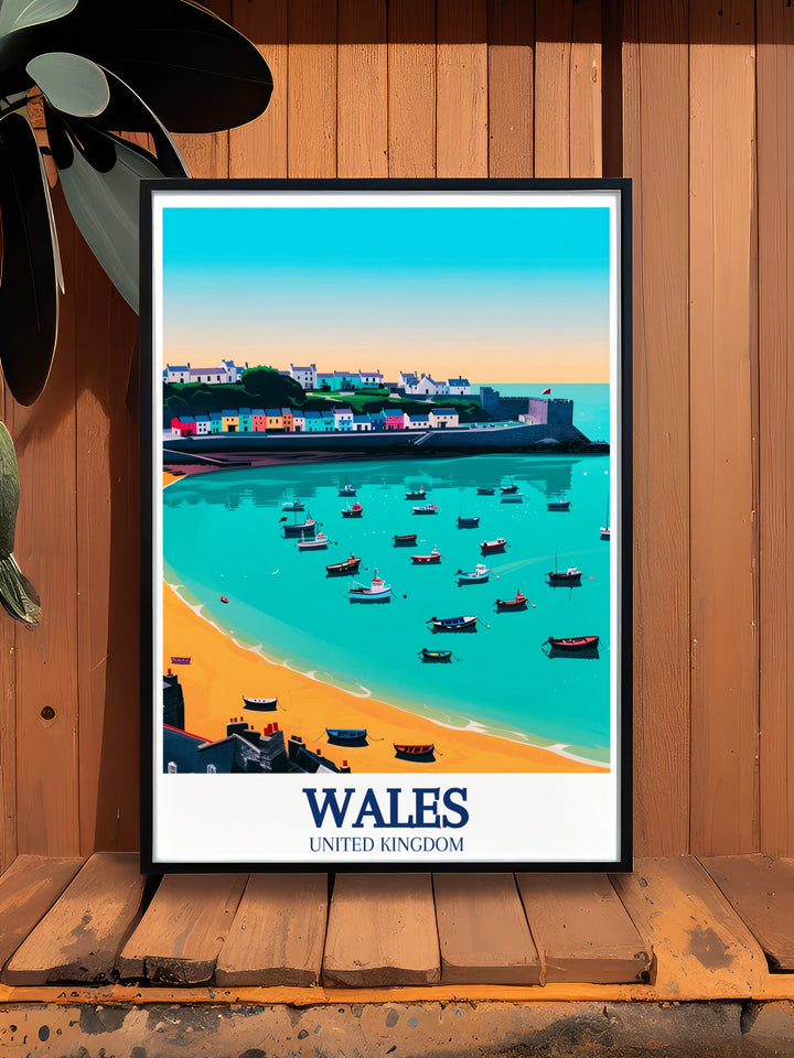 Our Llansteffan Castle art piece and Tenby Harbour wall and Tenby Beach modern decor make the perfect addition to any room blending historical charm with modern design