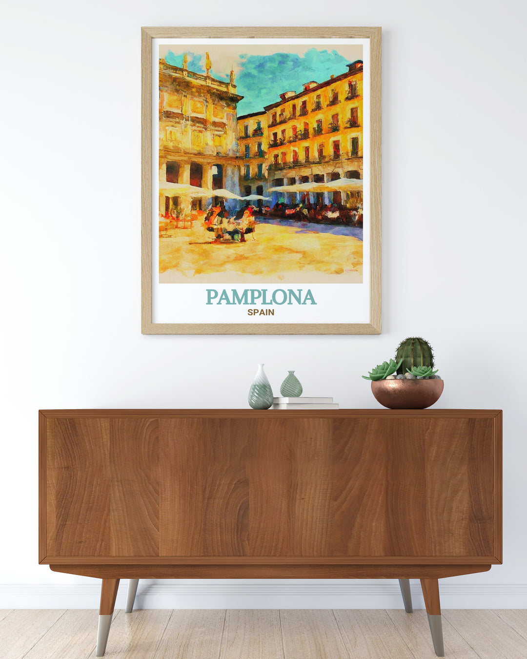 Plaza del Castillo is beautifully captured in this Pamplona Artwork offering a unique blend of history and artistry. This Spain wall art piece is perfect for creating a focal point in your home while celebrating the vibrant culture of Pamplona Spain.