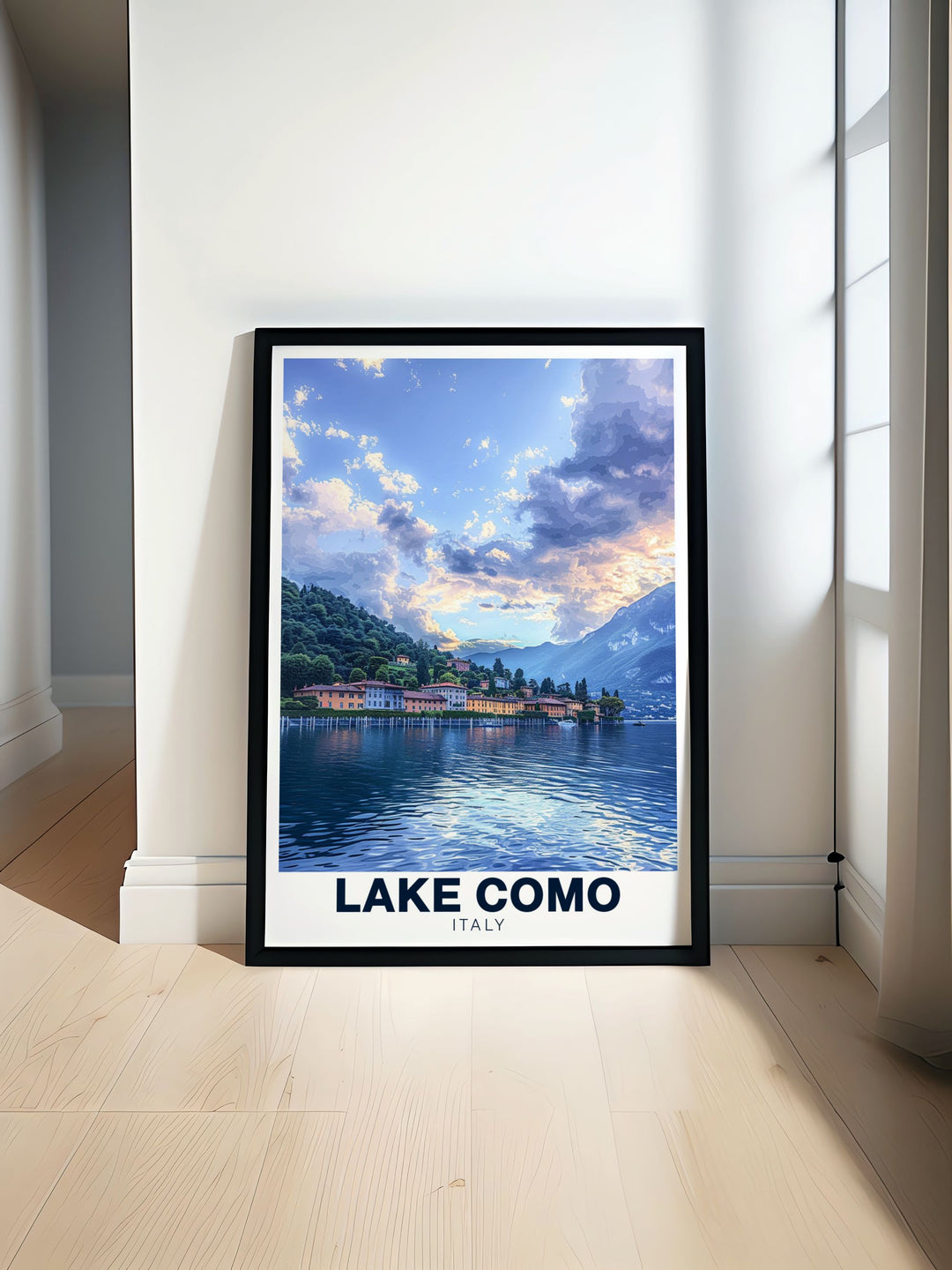 Lake Como Print featuring the serene Lake Como Waterfront perfect for traveler gifts and modern home decor