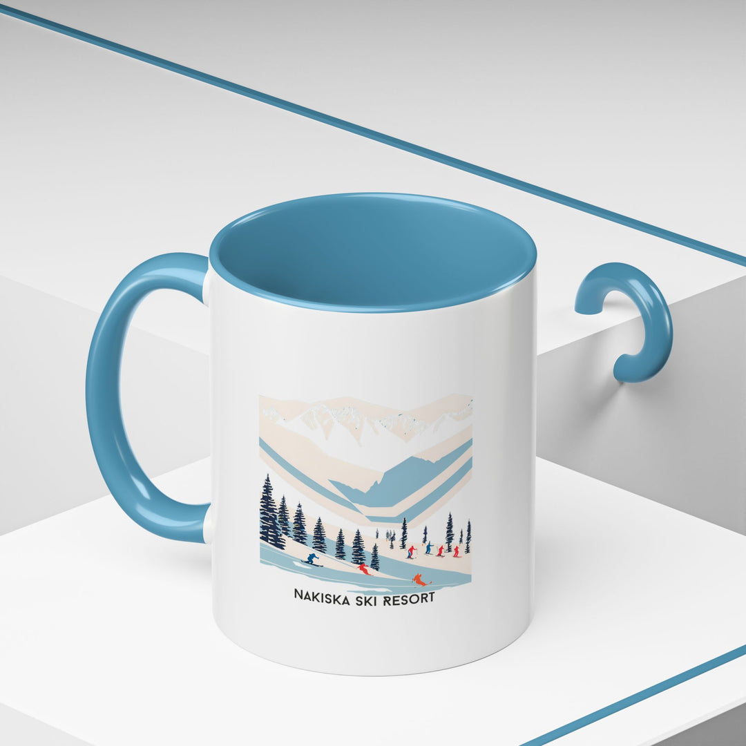 A Nakiska Ski Area mug showcasing the beauty of Canada’s top ski destination. This mug is ideal for skiing fans and daily use, being both microwave-safe and dishwasher-safe for convenience.