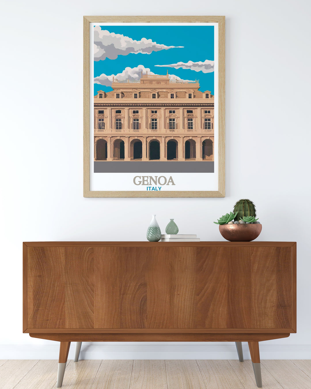 Featuring the magnificent Palazzo Ducale in Genoa, this travel print is a must have for anyone who appreciates Italys rich cultural heritage. A beautiful way to add Italian charm to your home decor or gift someone special.