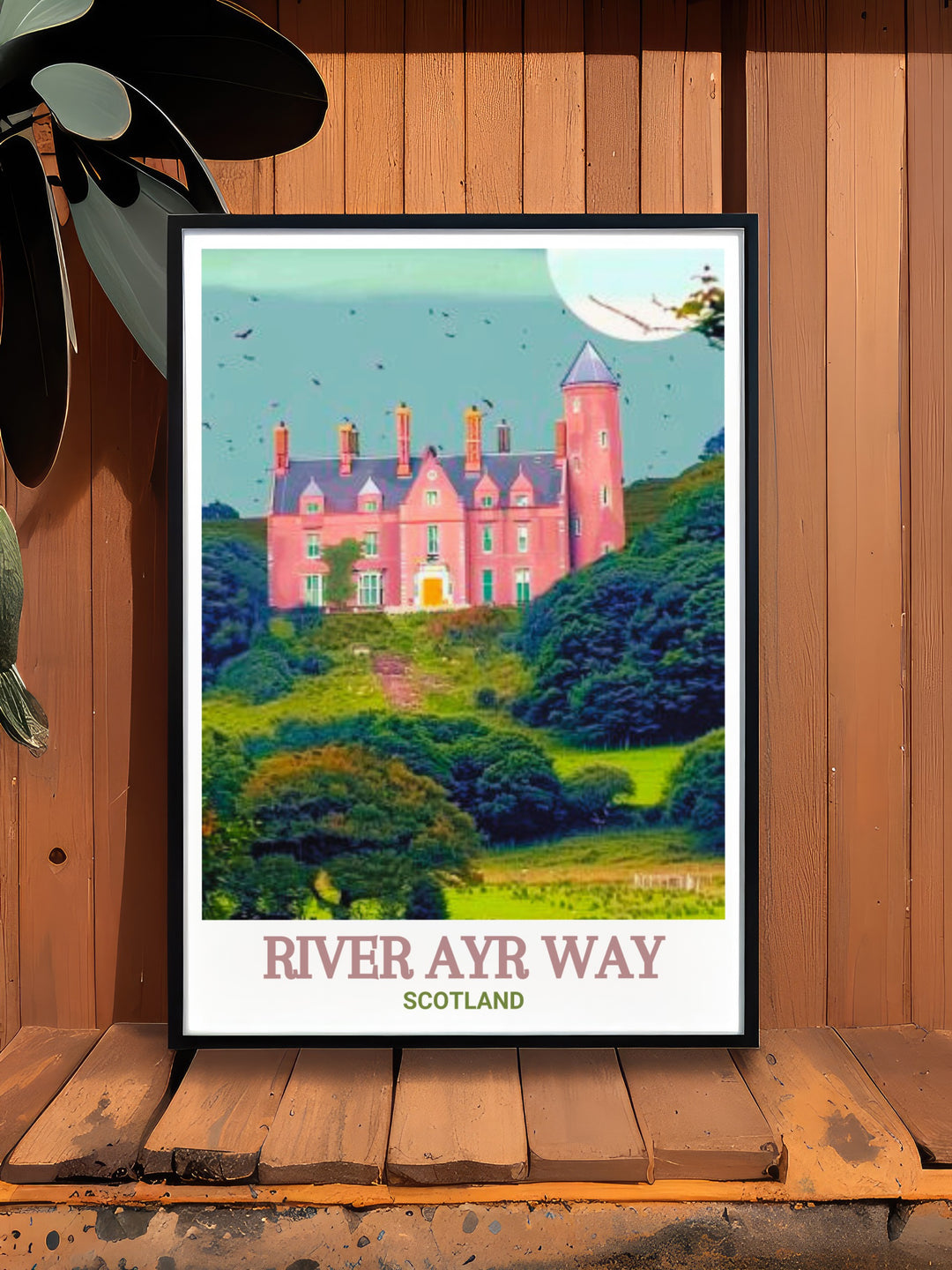 River Ayr Way and Sorn Castle wall art capturing the scenic beauty and historical allure of these landmarks in Scotland. This travel print brings the adventurous spirit of the River Ayr Way into your home, perfect for nature enthusiasts and history buffs.