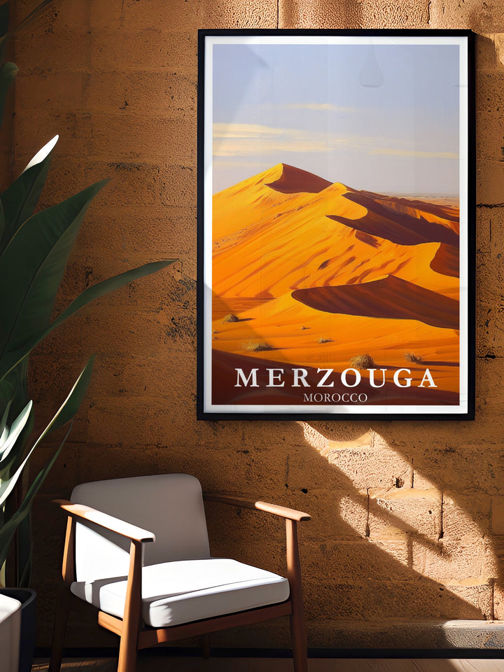 Merzouga Poster Print and Erg Chebbi Dunes Modern Art create a captivating display in any room These pieces offer a unique blend of vibrant colors and serene landscapes making them ideal for enhancing your home with the exotic allure of Morocco