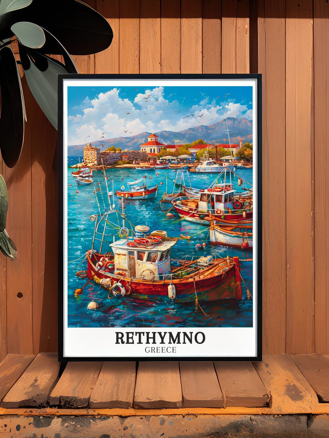 Rethymno Art Decor featuring Rethymno Harbour Crete is a beautiful addition to any home office or living space with its rich detail and vibrant colors this Greece Travel Poster creates a peaceful atmosphere inspired by Mediterranean coastal beauty