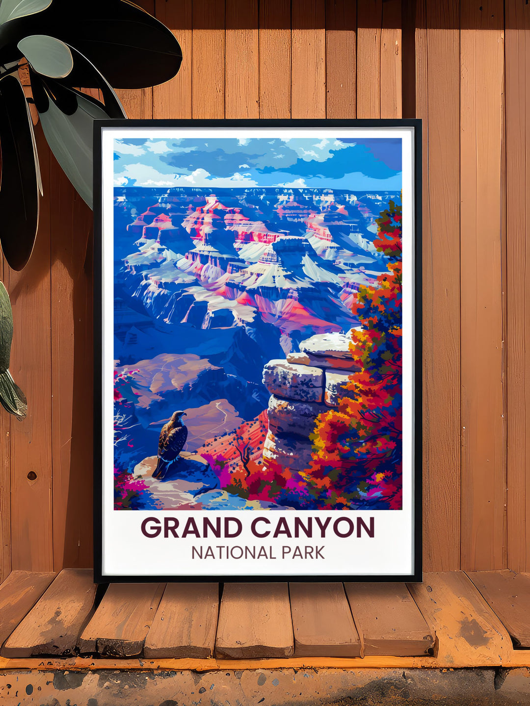 Grand Canyon South Rim Modern Art showcasing the iconic canyon views paired with elegant National Park Prints and Arizona Trail Maps for a unique decor touch