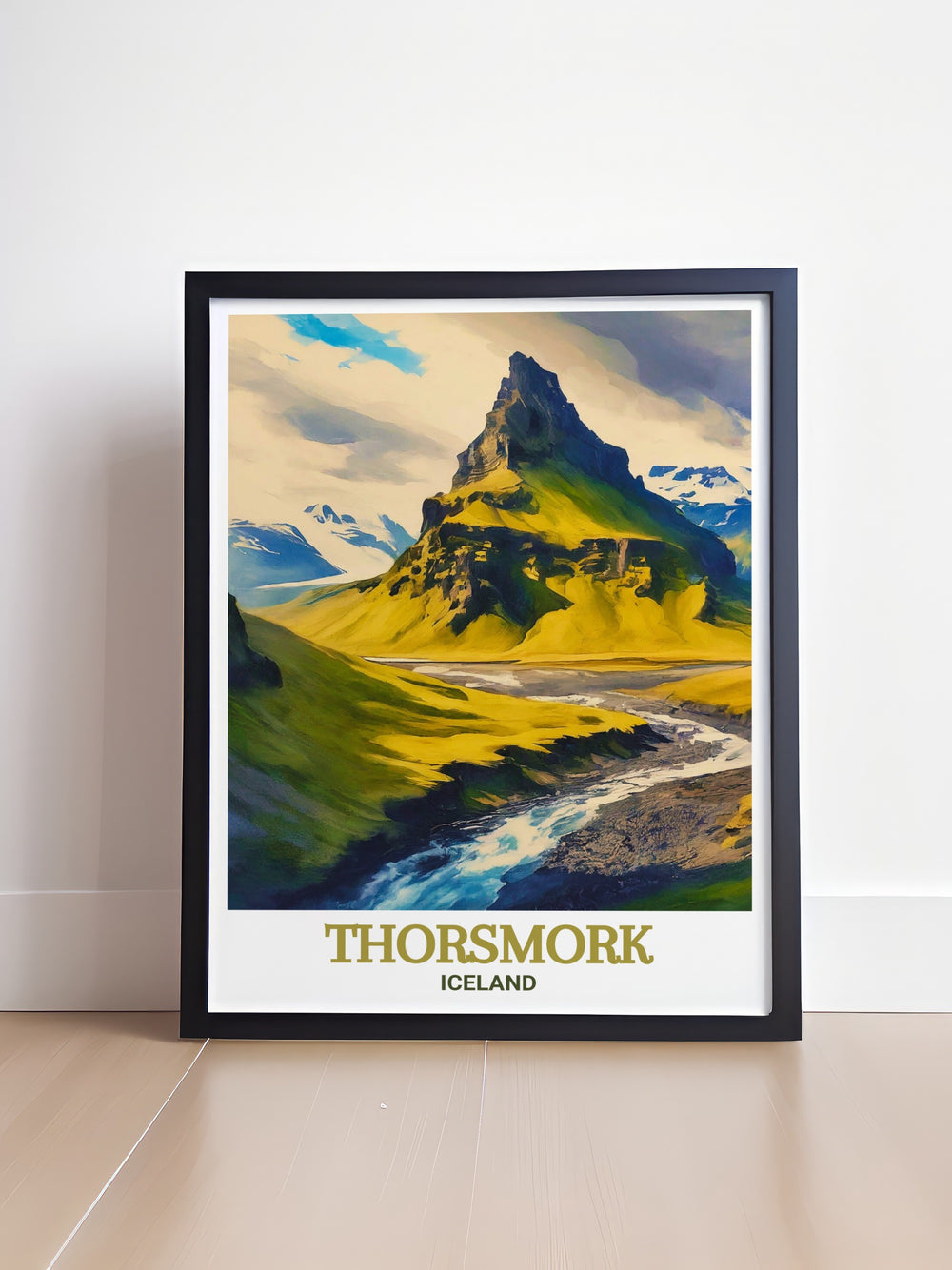 Iceland Wall Art featuring Thorsmork and Valahnúkur Mountain, perfect for those who appreciate the raw and untouched beauty of Icelands wilderness.