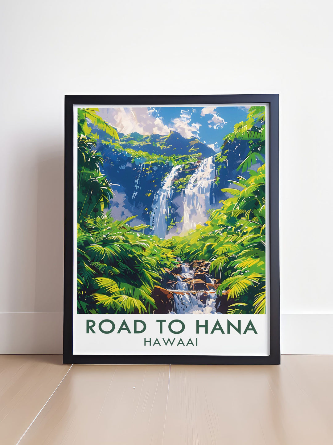 Hawaii Travel Posters featuring the scenic Road to Hana and the striking Twin Flame Artwork perfect for inspiring wanderlust and elevating your home decor