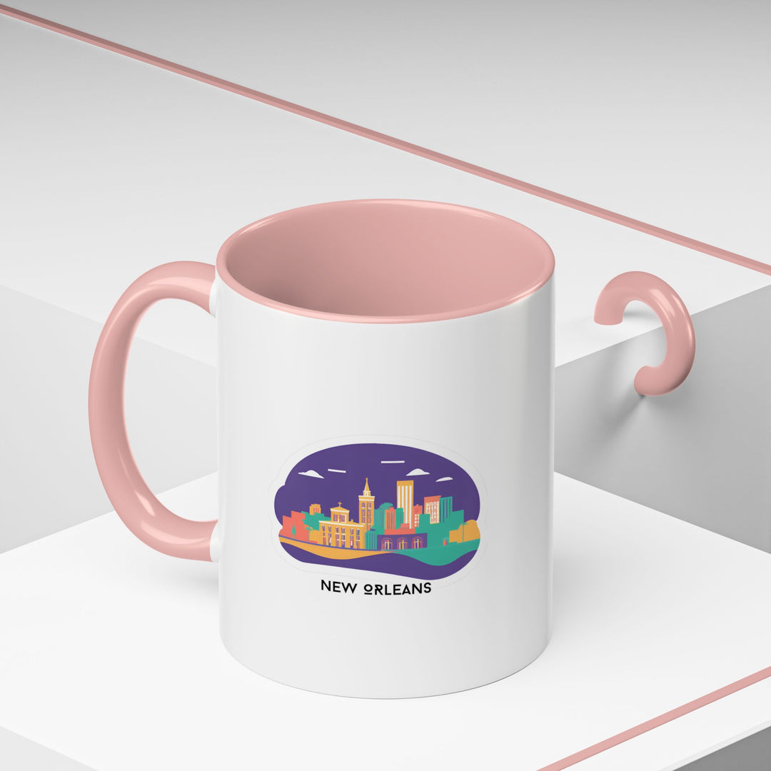 A New Orleans Mug with artwork celebrating the city’s famous French Quarter. This ceramic mug is perfect for those who love New Orleans, with practical features like being microwave-safe and dishwasher-safe.