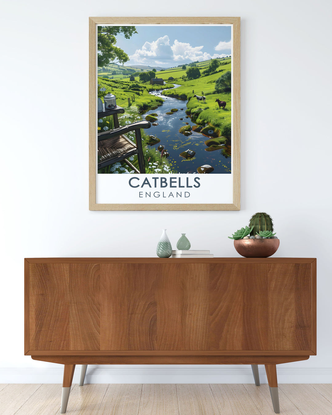 Beautiful Catbells Summit travel poster that highlights the natural charm of the Lake District including Newlands Valley an excellent choice for those looking to bring tranquility and adventure into their living spaces