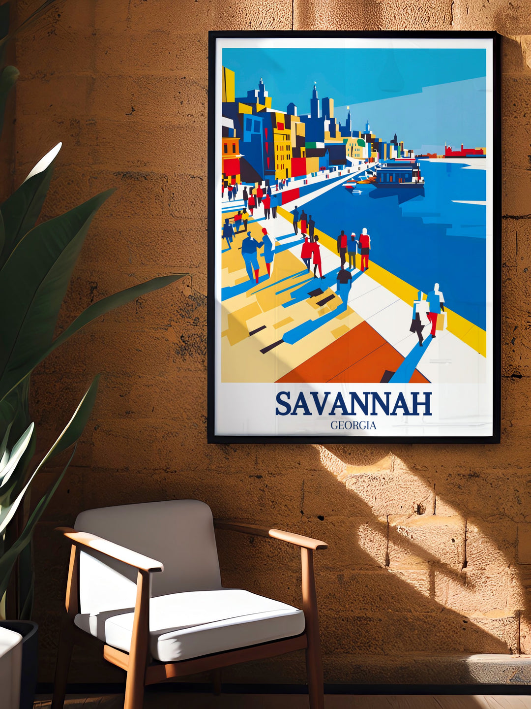 Forsyth Park poster with Savannah Historic District River Street a perfect gift for lovers of Savannah capturing the citys historic charm and natural beauty in a beautiful and detailed print