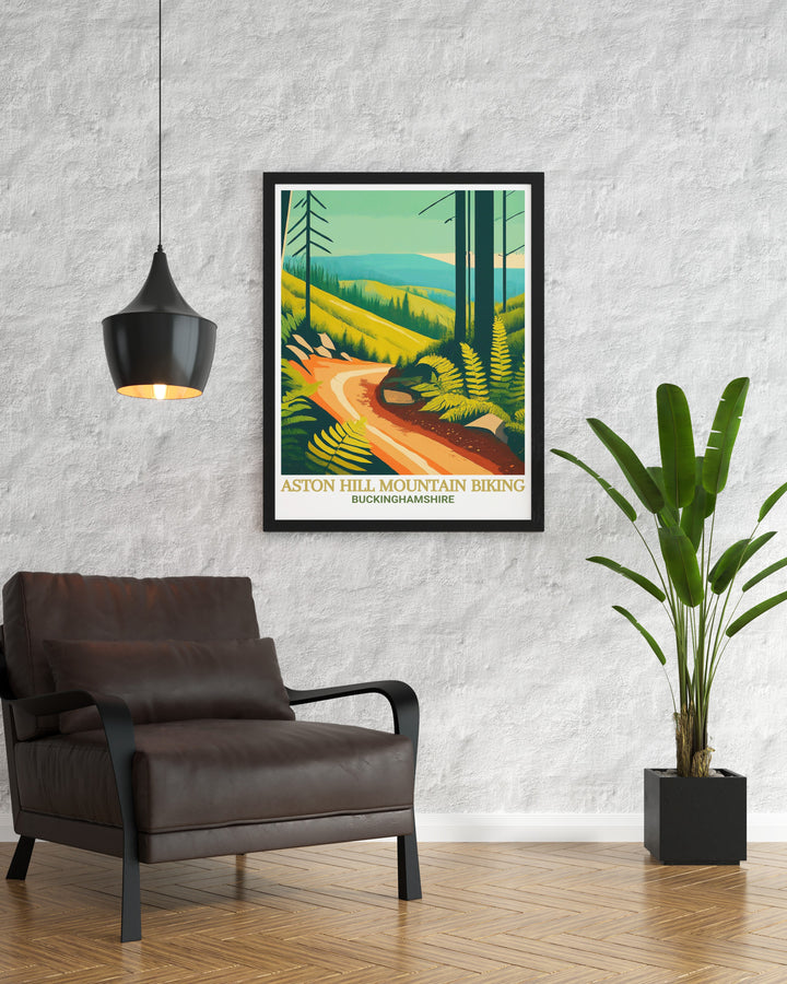 Aston Hill Bike Park and Black Run Wall Art featuring Wendover Woods and Chiltern Hills AONB ideal for those who love mountain biking Wendover Poster and Mountain Bike Print bring the beauty of the trails into your living space