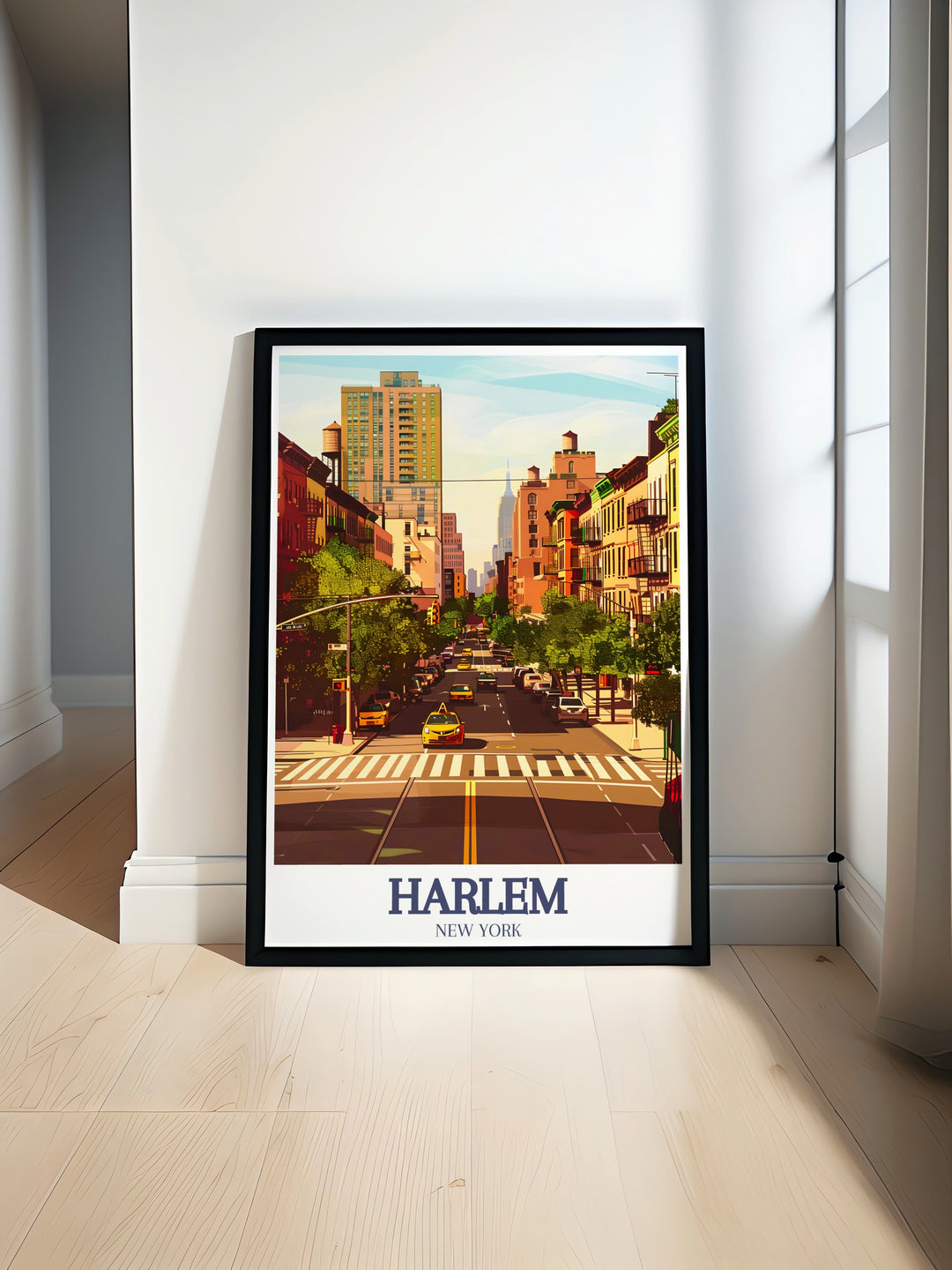 Featuring Harlems famous 155th Street and the surrounding Manhattan area, this travel poster is a perfect choice for fans of New York City art. Bring the energy of Harlem into your home with this vibrant print.