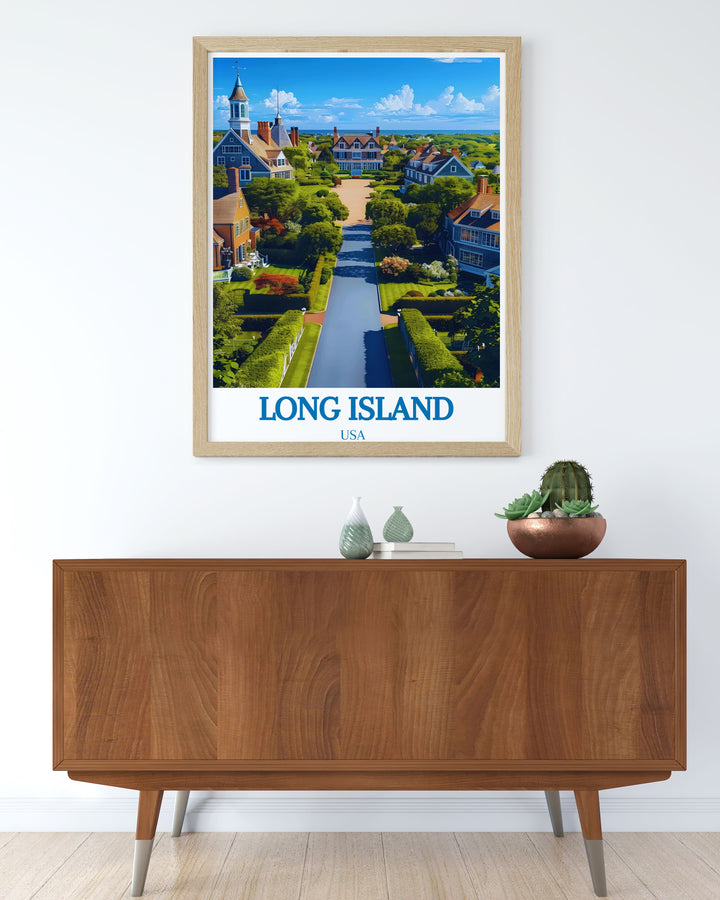 Highlighting Long Islands scenic beauty, this poster features its vibrant beaches and lush vineyards, ideal for those who appreciate diverse coastal attractions.