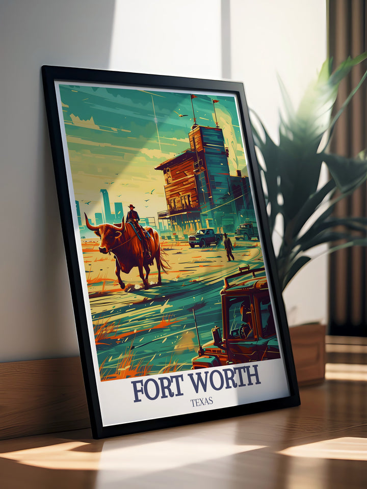 This Fort Worth canvas print showcases the unique skyline and vibrant energy of the city. With Sundance Square in the background, its an ideal piece for those looking to add a touch of Fort Worth to their home decor.