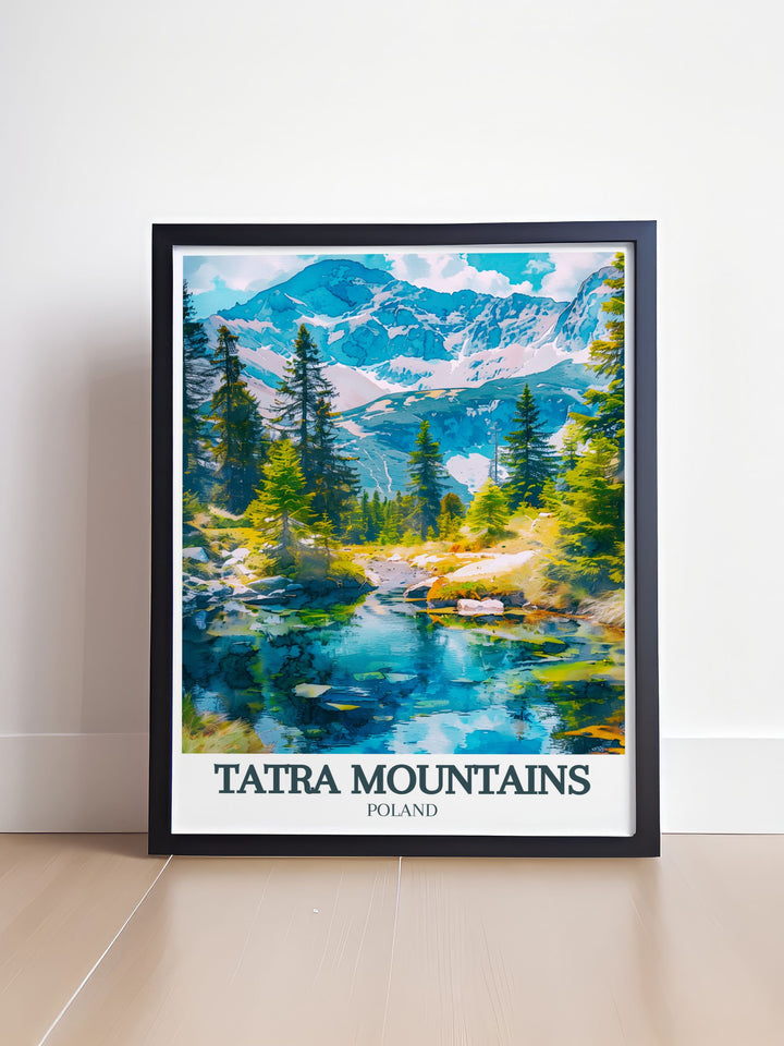 Beautiful Tatra Poster Art featuring Morskie Oko and Rysy Peak capturing the grandeur of the Tatra Mountains ideal for creating a stunning focal point in your living area or as a special gift