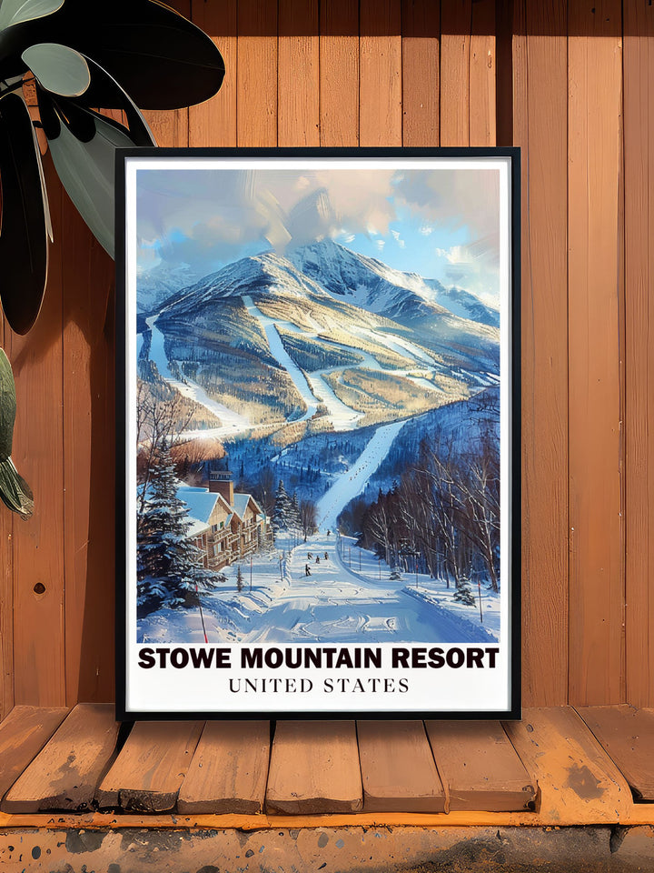 Elegant Skii trails print featuring Stowe Mountain and Mount Mansfield a timeless piece of art that brings the stunning landscapes of Stowe Ski Resort into your home or office decor