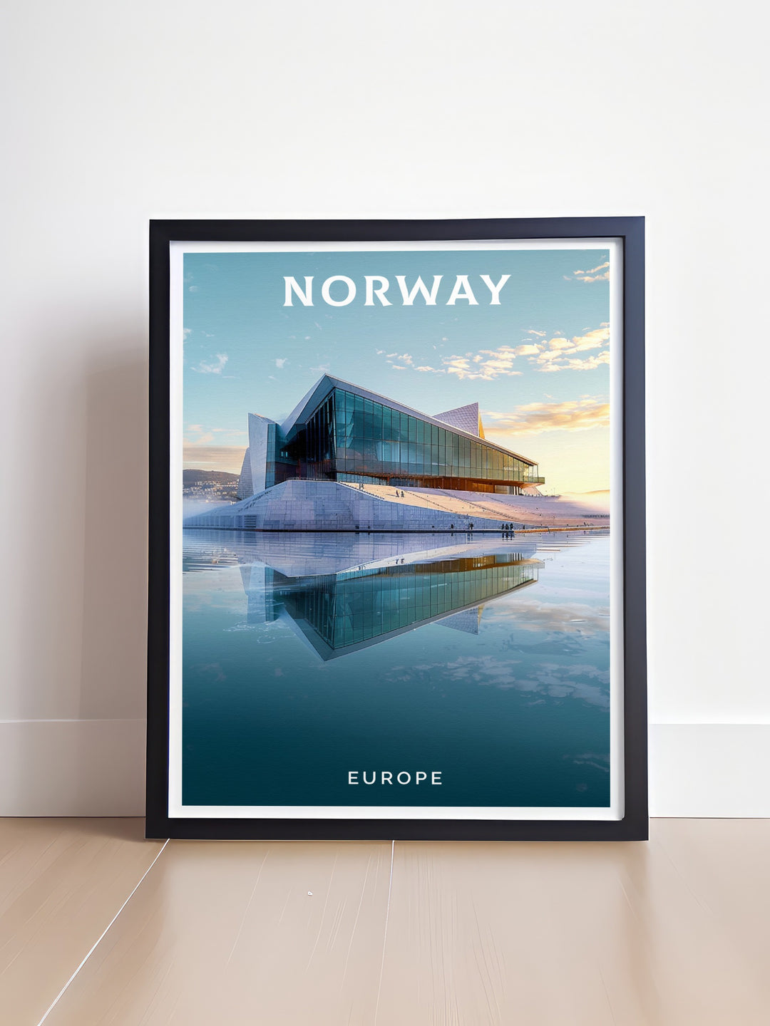 Norway home art featuring Flekkefjord and Norwegian mountains perfect for stylish wall hanging with Oslo Opera House Layout stunning living room decor