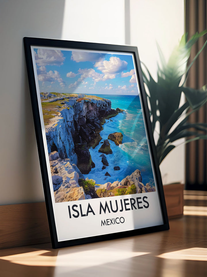 Custom print of Punta Sur, capturing the areas serene atmosphere and stunning sunrises, ideal for those who dream of a tropical escape with historical charm.