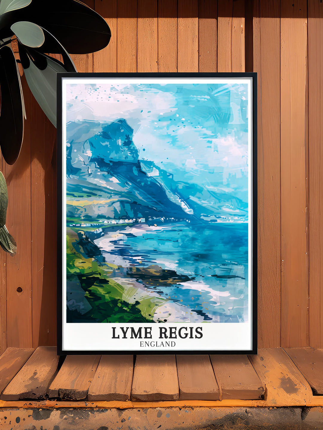 This Lyme Regis art print brings the natural beauty of the Jurassic Coast to life, featuring Charmouth Ledge and Charmouth Beach. Ideal for anyone who loves the English countryside, this travel print offers a serene view of one of the UKs most beautiful coastal areas.