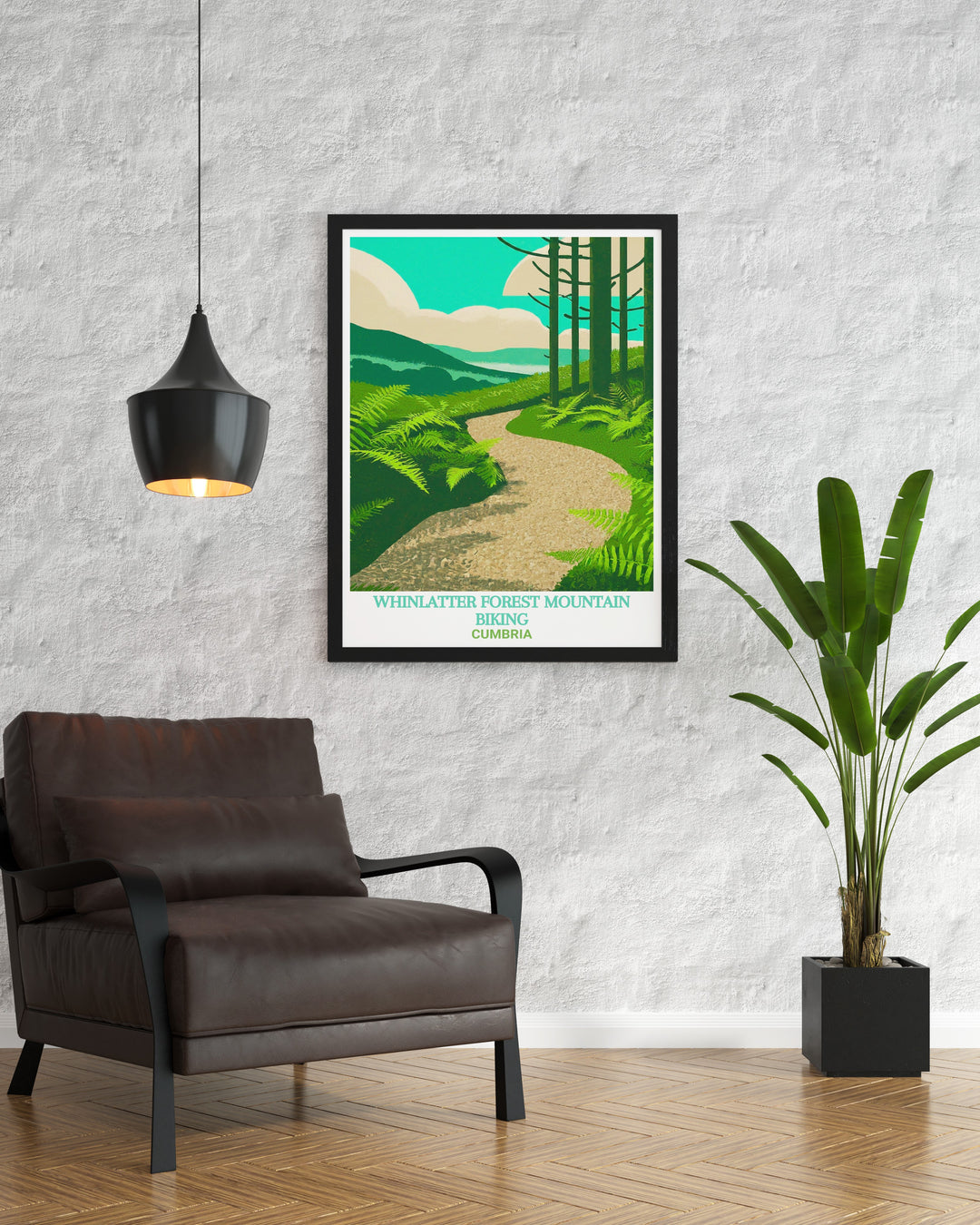 Whinlatter Forest poster print captures the rugged beauty of Englands only true mountain forest, nestled in the Lake District. Perfect for mountain biking enthusiasts, this artwork showcases the thrilling Altura Trail and brings the spirit of outdoor adventure into your home or office décor.