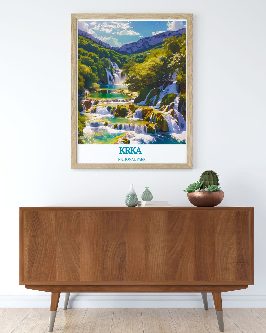 Detailed Krka Monastery Art featuring Skradinski Buk Waterfalls highlighting the rich landscape of Krka National Park