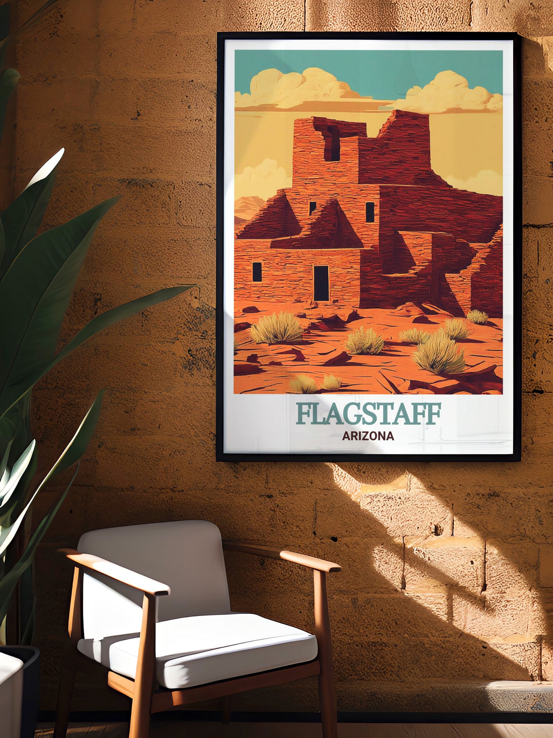 Flagstaff art print with Wupatki National Monument stunning prints offers a bold and colorful way to decorate any room. Whether for a living room or office this piece combines the charm of city prints with the beauty of natural landscapes.