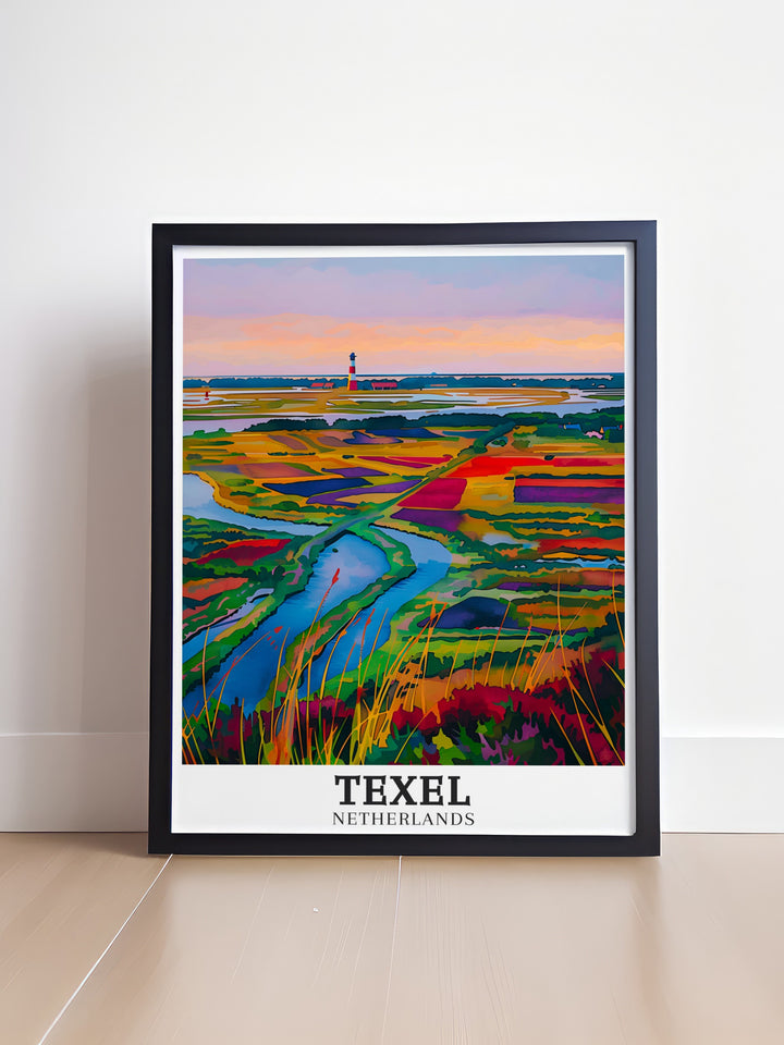 North Sea travel wall art showcasing the iconic seascape of Texel Island and Texel National Park in the Netherlands. These art pieces are a beautiful addition to home decor, offering a visual escape to the scenic beauty and tranquility of Texel Island. Ideal for travel enthusiasts, these prints bring the charm of the island into your living space.