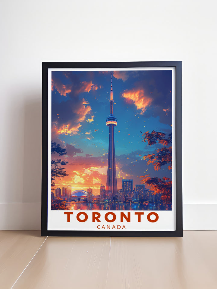 Eye catching CN Tower poster designed to bring the essence of Toronto into your living space ideal for gifts for him or her.