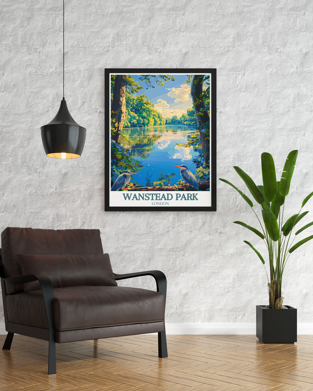 Beautiful Wanstead Park framed print highlighting the parks peaceful walking paths and vibrant flora. A must have for art enthusiasts who appreciate the natural charm of East Londons iconic green spaces.
