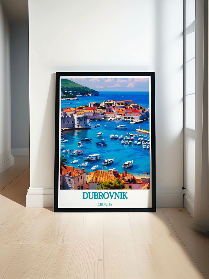 Stunning wall art of Dubrovnik capturing the charm and historical significance of the citys Old Town Harbor, perfect for enhancing any living space.