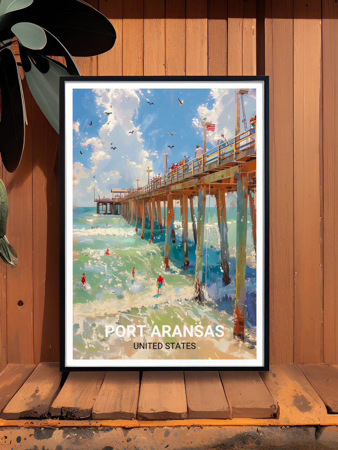 A stunning depiction of Port Aransass coastal scenery, with the Horace Caldwell Pier taking center stage. This artwork is perfect for anyone who loves the ocean and wants to bring a piece of Texass natural beauty into their home.