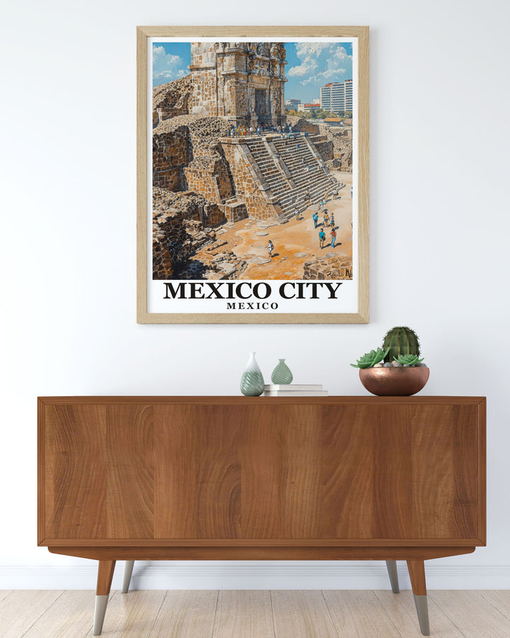 Celebrate the cultural heritage of Mexico City with our Temple Mayor Modern prints perfect for elegant home décor and as a unique gift option for Mothers Day Fathers Day and other special events