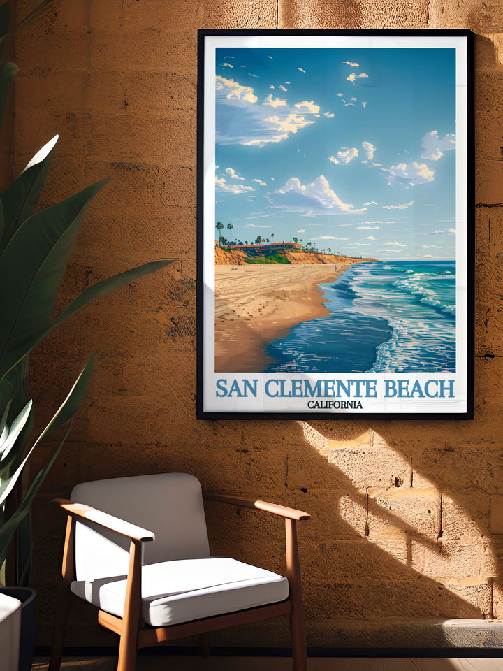 This San Clemente State Beach Canvas Art brings the Pacific Oceans beauty into your home, highlighting the warm sands and inviting waters of one of Californias most beloved beaches. Ideal for beach decor lovers and coastal enthusiasts.