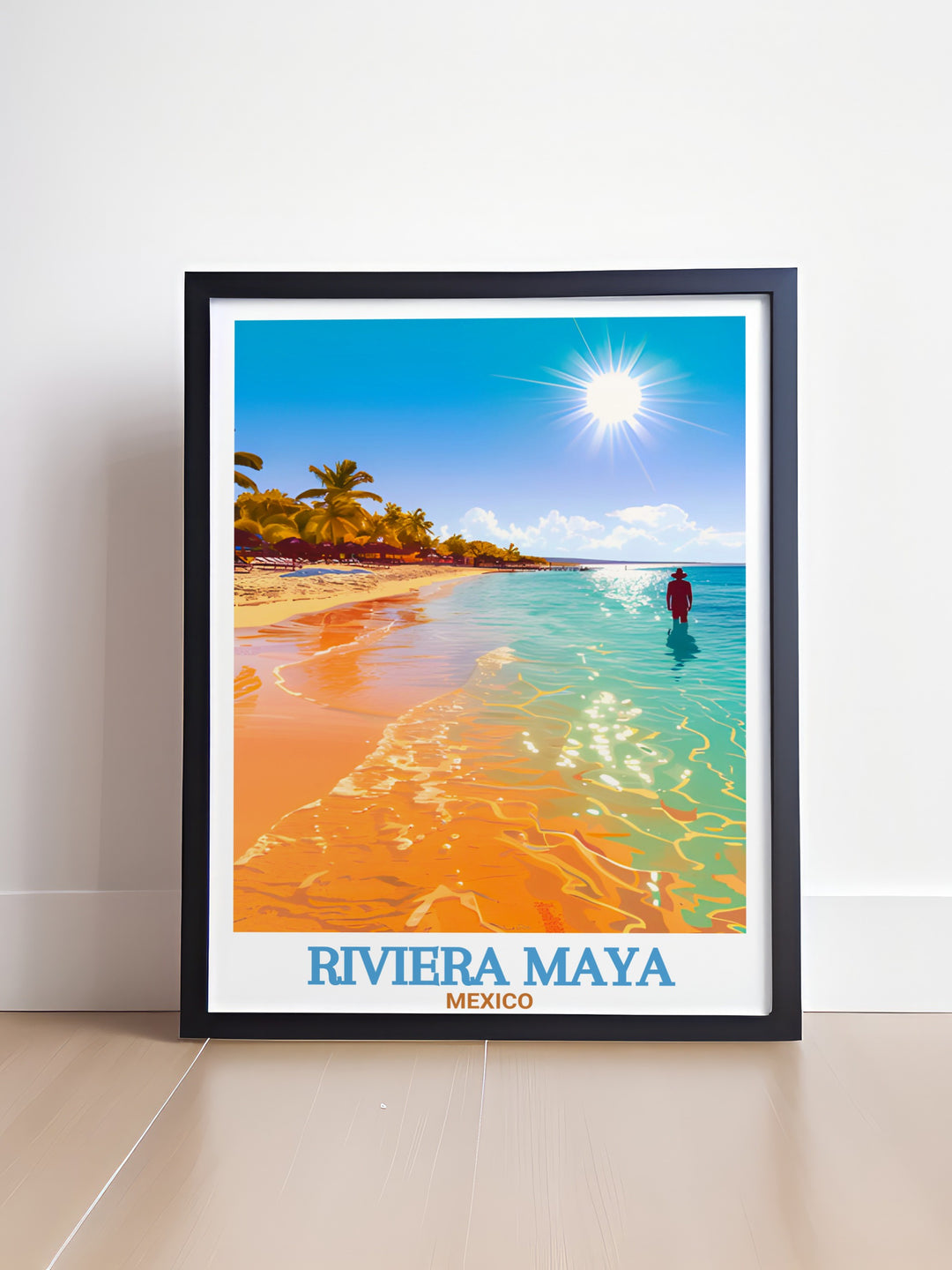 Akumal Beach wall decor showcasing the beauty of Riviera Maya Mexico with stunning artwork perfect for home living decor. This Mexico gift is ideal for beach decor enthusiasts adding a touch of tropical art and elegance to any space with Akumal Beachs picturesque views.