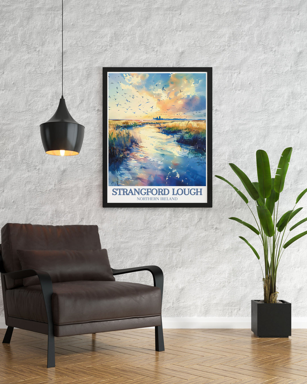 Belfast Poster featuring Castle Ward Strangford Lough Marine Nature Reserve and Scrabo Tower Ireland brings the charm of Northern Ireland into your living space ideal for sophisticated wall decor