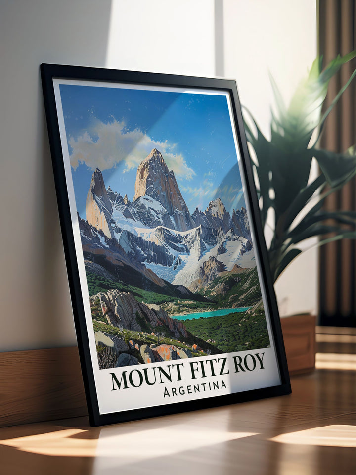 Elegant Mt Fitz Roy Print capturing the rugged elegance of Patagonia ideal for housewarming gifts and sophisticated wall décor vibrant artwork that transforms any room into a haven of beauty and tranquility