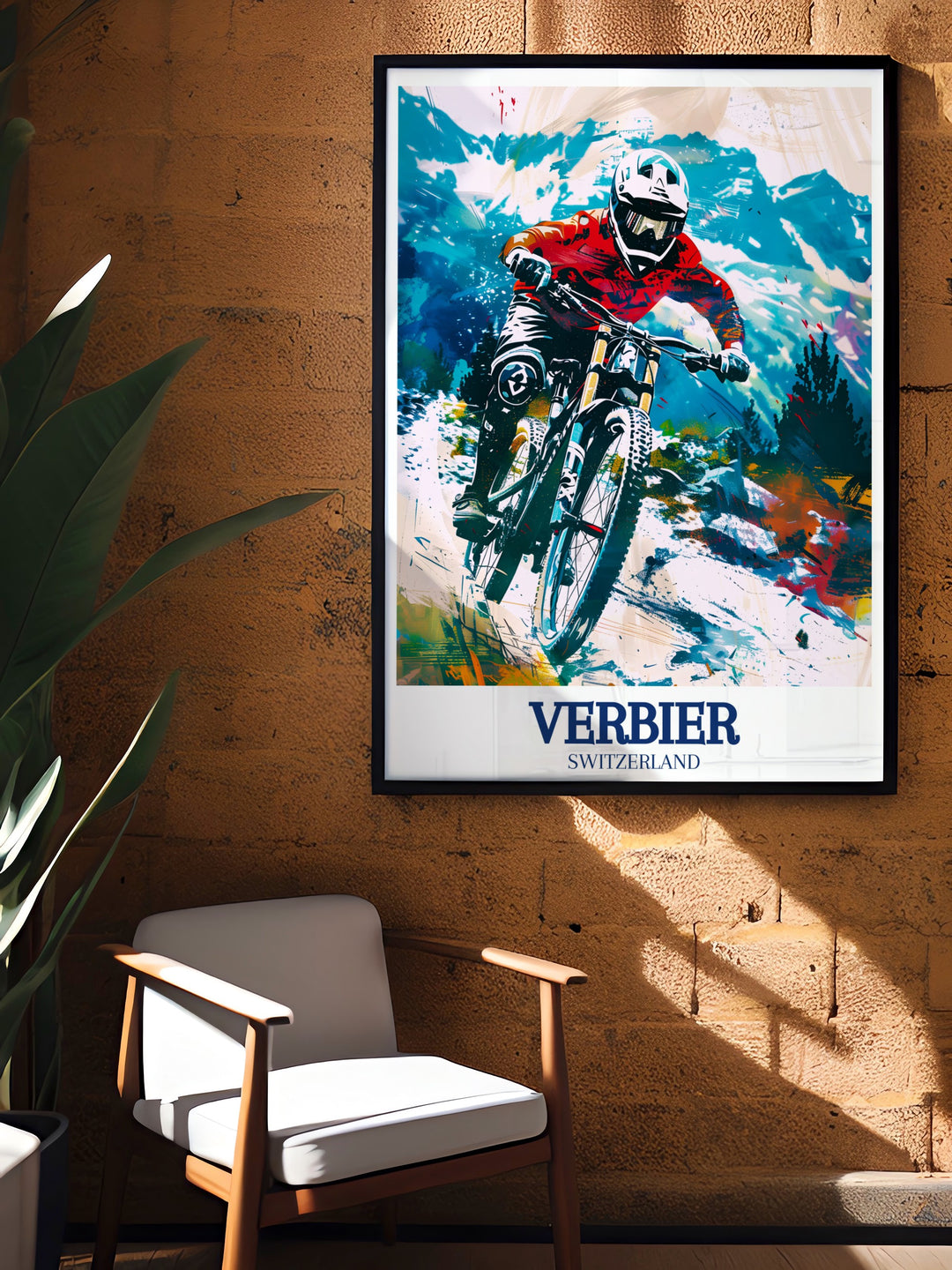 Verbier travel print combines the beauty of Mont Gelés towering slopes with the thrill of MTB Verbiers downhill trails. This stunning artwork is a celebration of adventure and alpine scenery, making it a perfect gift for those who love skiing, biking, or exploring the great outdoors.