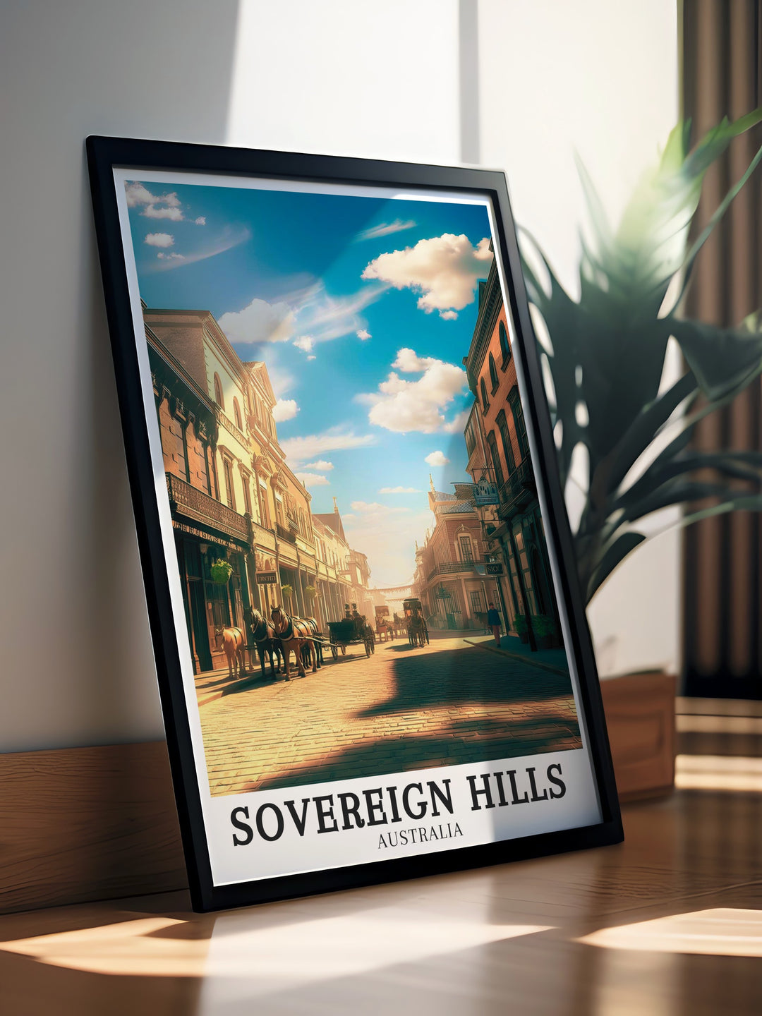 Beautiful Sovereign Hill poster featuring the iconic streets of Ballarat, where the legacy of the gold rush is preserved in every detail, perfect for those who appreciate historical art prints