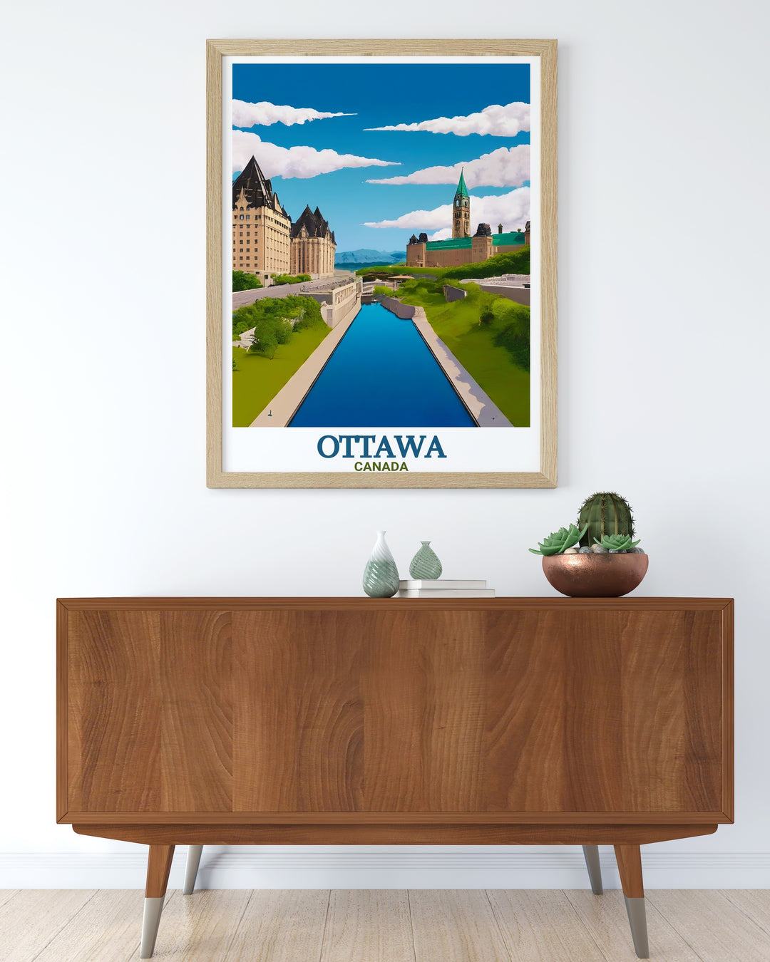 Ottawa Wall Art featuring Rideau Canal and other city landmarks. Perfect for those who love Ottawa travel this artwork offers a captivating view of the citys most famous sites bringing Ottawas charm into your living space.