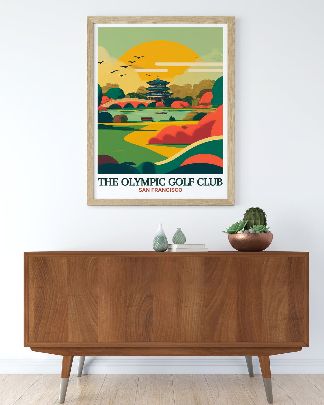 Immerse yourself in the beauty of San Francisco with this Olympic Golf Club decor print featuring Golden Gate Park. The detailed artwork highlights the iconic course, offering a unique way to celebrate the sport of golf and the natural beauty of one of the citys most beloved landmarks