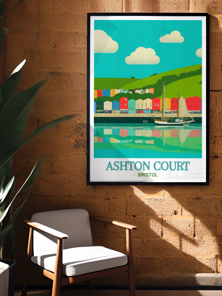 Ashton Court Poster showcasing the thrill of mountain biking on Bristols iconic trails and the peaceful scenery of Bristol Harbour. This combination of art pieces is perfect for creating a stunning and diverse home decor.