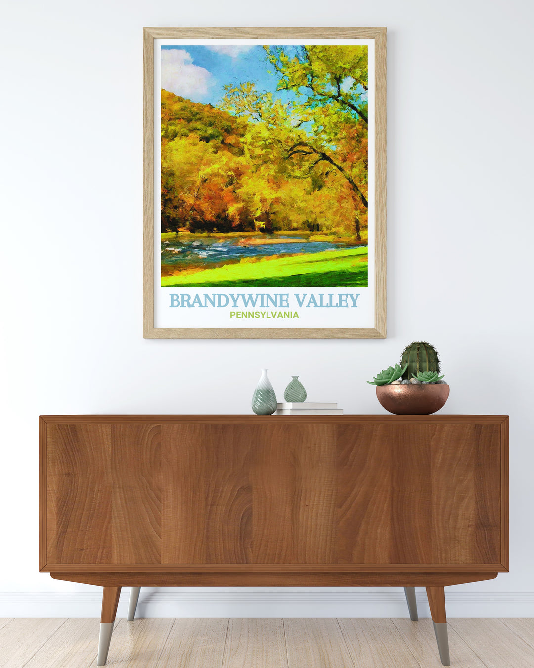 This poster features the rolling hills of Brandywine Valley and the peaceful creekside trails of Brandywine Creek State Park, bringing a piece of Pennsylvanias natural charm into your home, perfect for those who appreciate nature inspired decor.