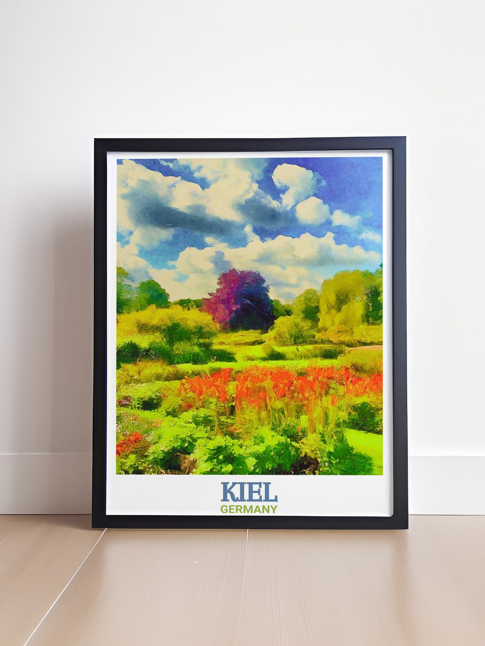 This Kiel art print offers a glimpse into the beautiful Botanical Garden, one of Germanys most loved green spaces. Its the perfect travel inspired decor for your living room or office, filled with rich details and vibrant colors.